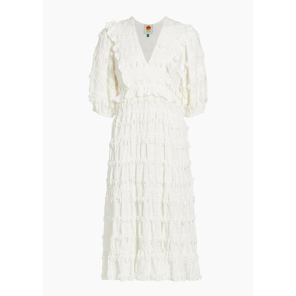 FARM RIO TIERED PUFFED-SLEEVE MIDI-DRESS - Picture 3 of 6